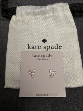 NWT KATE SPADE "Yours Truly" Pavé Heart Stud Earrings – Rose Gold Tone Metal